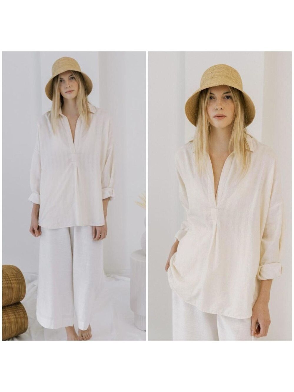 Laude The Label Oversized Long Line Tunic in Ivory